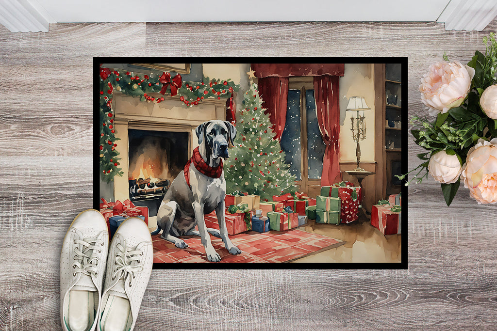 Great Dane Cozy Christmas Doormat Indoor Outdoor 24H X 36W Front Door Mat Rugs for Entryway, Non Slip Washable Low Pile,