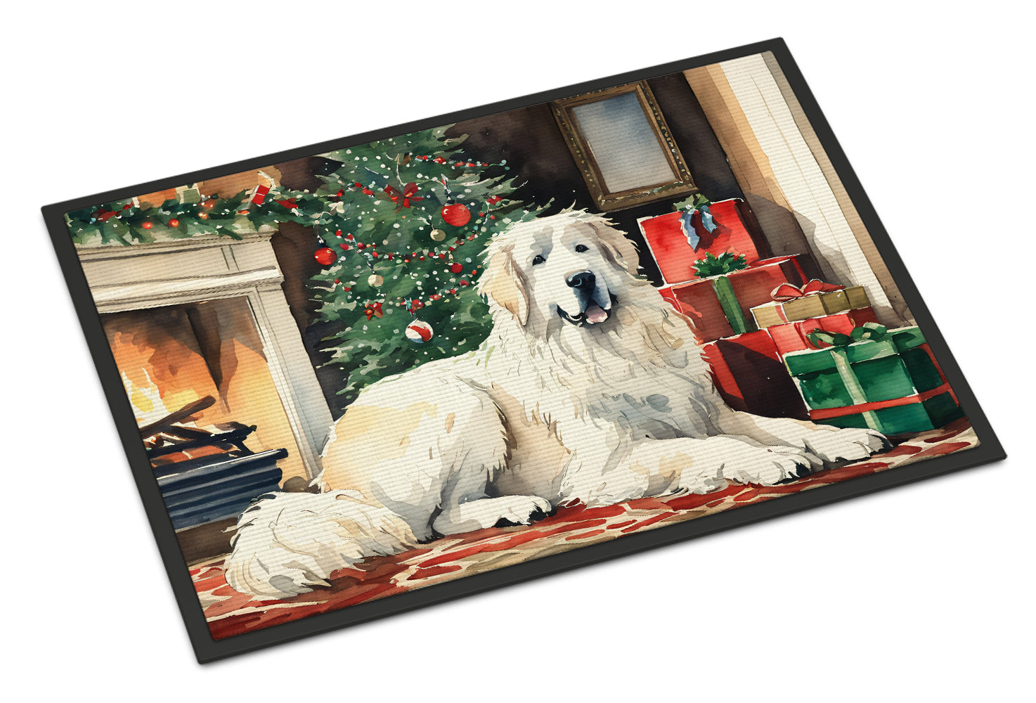 Great Pyrenees Cozy Christmas Doormat Indoor Outdoor 24H X 36W Front Door Mat Rugs for Entryway, Non Slip Washable Low Pile,