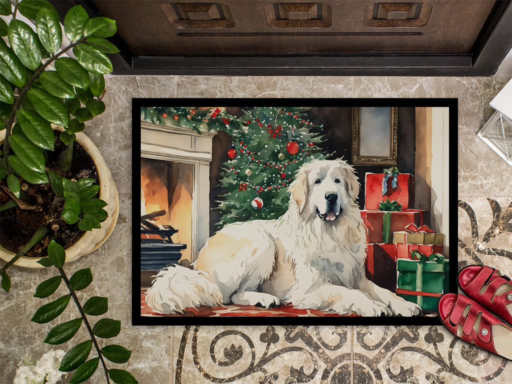 Great Pyrenees Cozy Christmas Doormat Indoor Outdoor 18H X 27W Front Door Mat Rugs for Entryway, Non Slip Washable