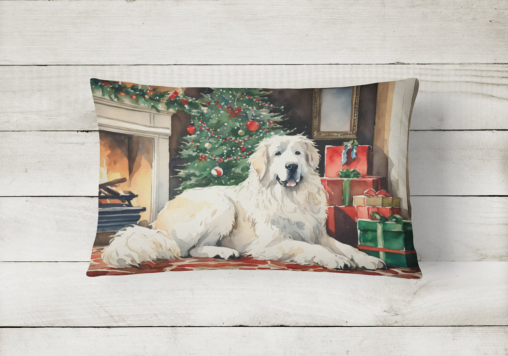 Great Pyrenees Cozy Christmas Decorative Throw Pillow 12x16 Indoor Outdoor Accent Cushion, Fabric Cover with Insert for Sofa, Bed, Porch & Living Room