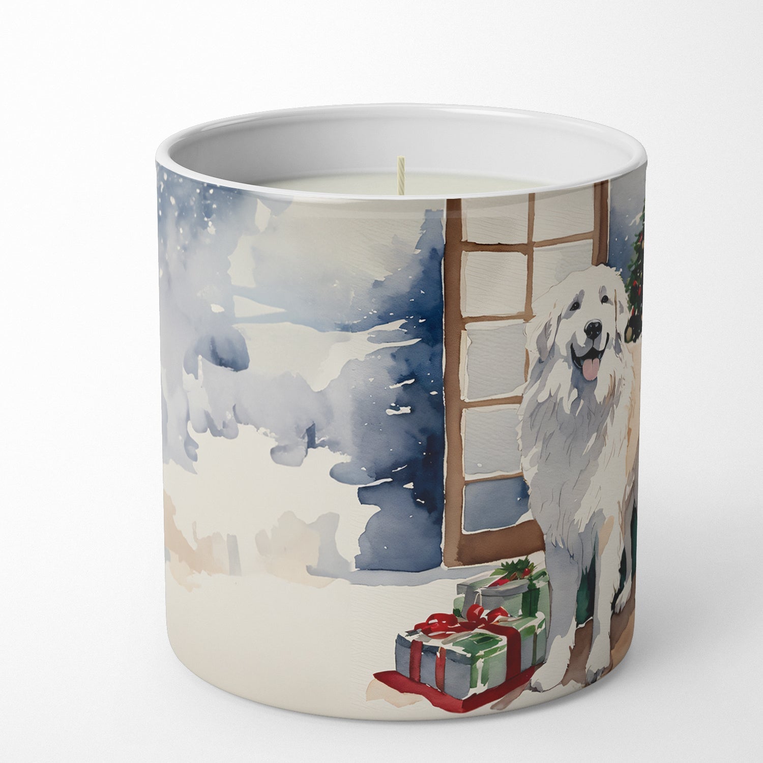Great Pyrenees Cozy Christmas Decorative Soy Candle Nature Soy Wax Essential Oil Home Decor Ideal for Bedroom Kitchen Bath Office Gift, 10 oz