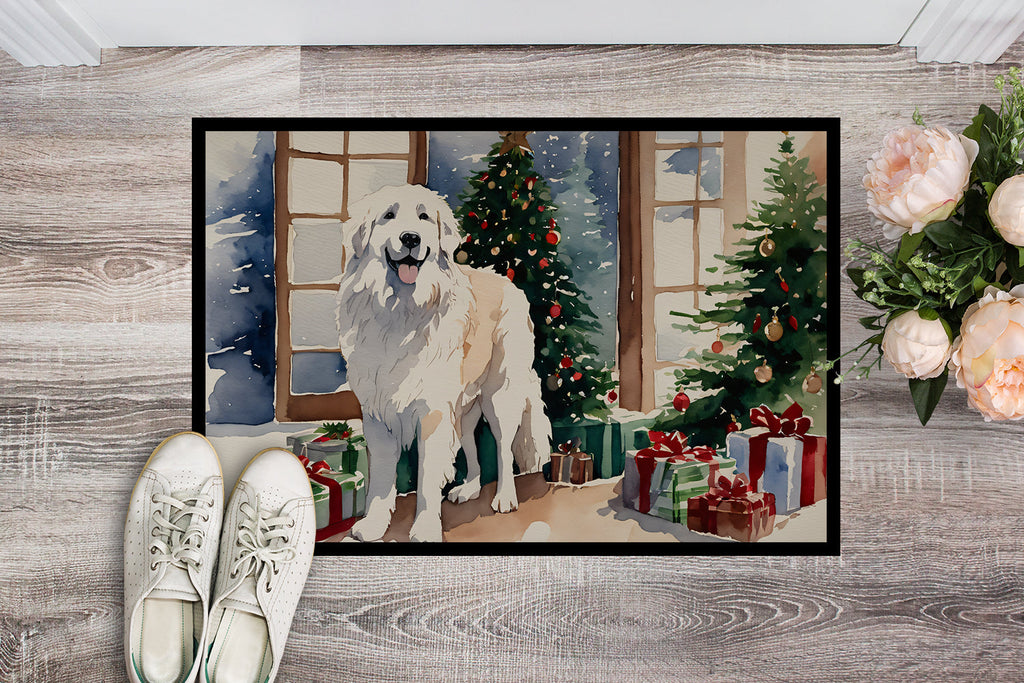 Great Pyrenees Cozy Christmas Doormat Indoor Outdoor 24H X 36W Front Door Mat Rugs for Entryway, Non Slip Washable Low Pile,