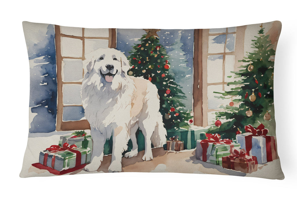 Great Pyrenees Cozy Christmas Decorative Throw Pillow 12x16 Indoor Outdoor Accent Cushion, Fabric Cover with Insert for Sofa, Bed, Porch & Living Room