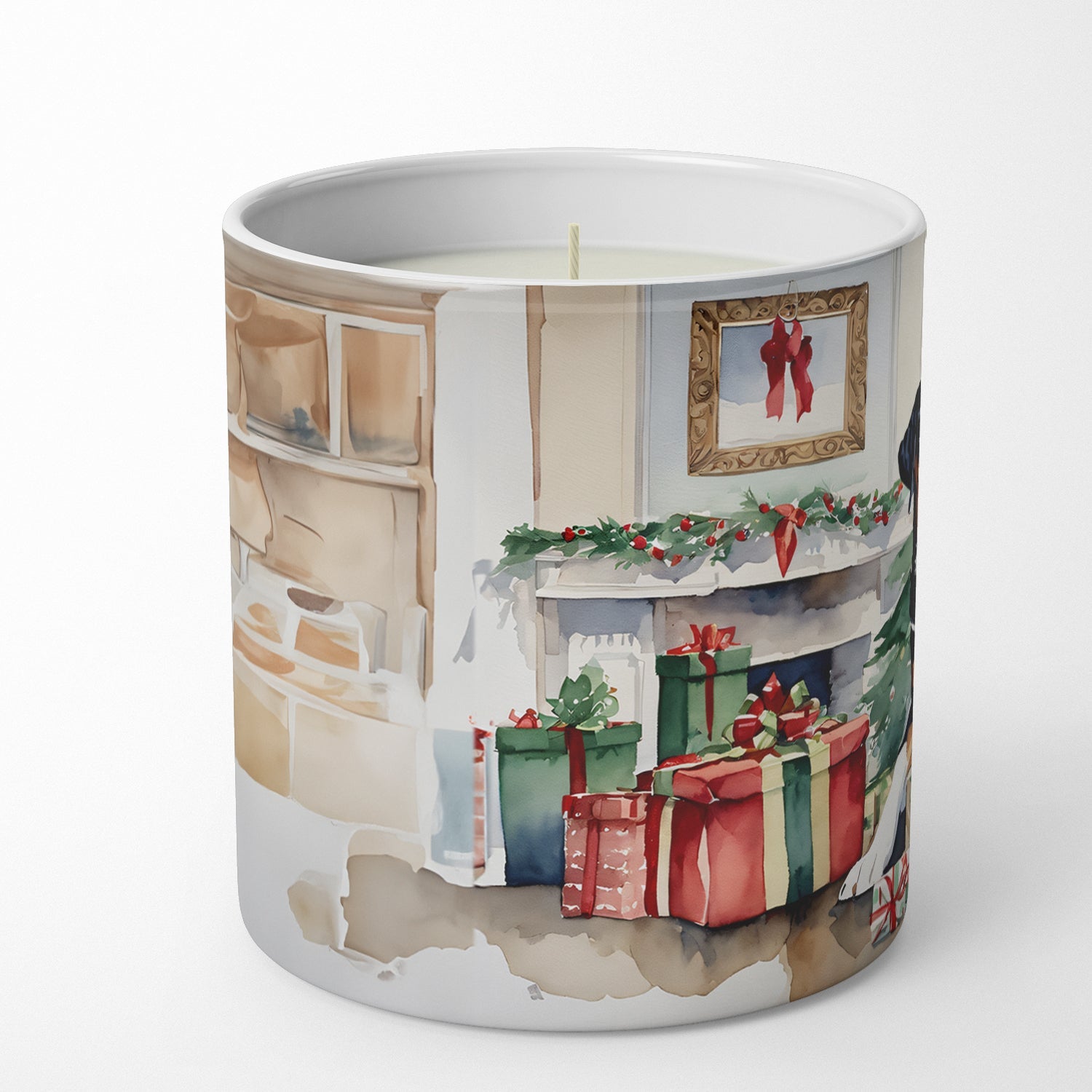 Greater Swiss Mountain Dog Cozy Christmas Decorative Soy Candle Nature Soy Wax Essential Oil Home Decor Ideal for Bedroom Kitchen Bath Office Gift, 10 oz
