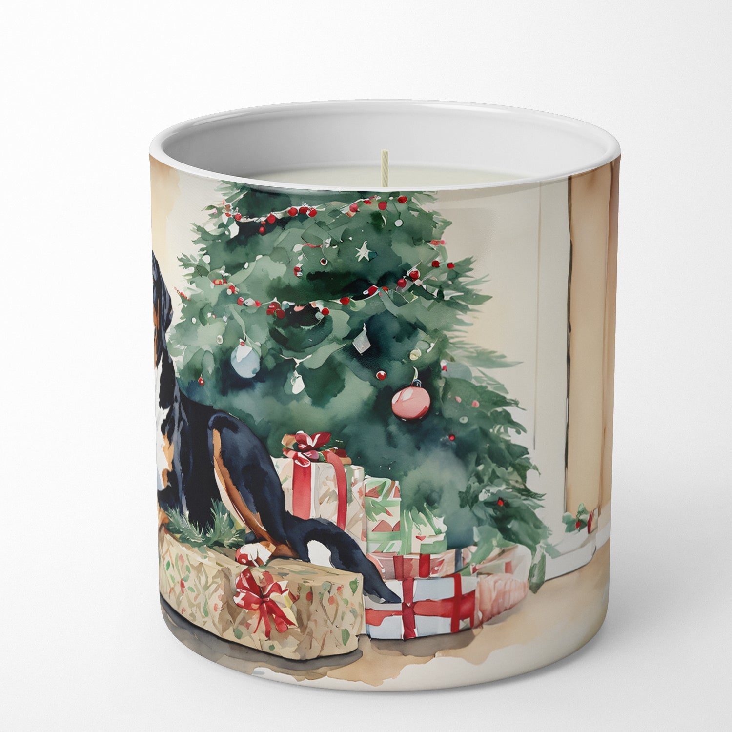 Greater Swiss Mountain Dog Cozy Christmas Decorative Soy Candle Nature Soy Wax Essential Oil Home Decor Ideal for Bedroom Kitchen Bath Office Gift, 10 oz
