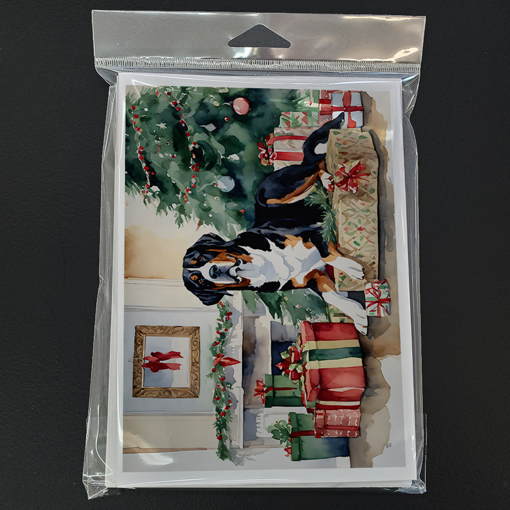 Greater Swiss Mountain Dog Cozy Christmas Greeting Cards Pack of 8 Blank Cards with Envelopes Whimsical A7 Size 5x7