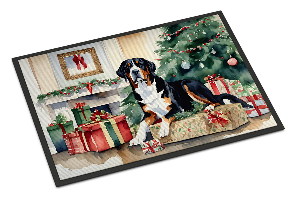 Greater Swiss Mountain Dog Cozy Christmas Doormat Indoor Outdoor 24H X 36W Front Door Mat Rugs for Entryway, Non Slip Washable Low Pile,