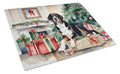 Greater Swiss Mountain Dog Cozy Christmas Cutting Board Tempered Glass Kitchen Cutting Surface, Heat Resistant Chopping, Non-Slip Feet, Food Prep & Serving