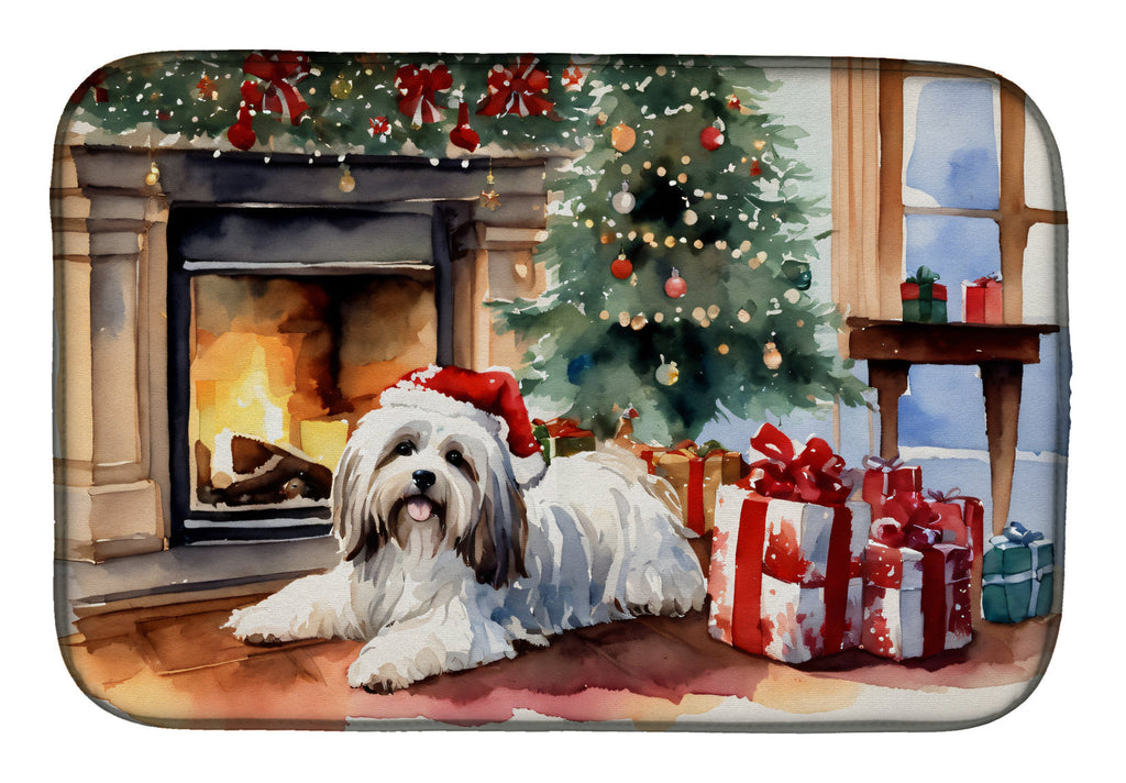 Havanese Cozy Christmas Dish Drying Mat Absorbent Dish Drying Mat Pad for Kitchen Counter Dish Drainer Mat for Countertop, 14 x 21", Multicolor
