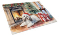 Havanese Cozy Christmas Cutting Board Tempered Glass Kitchen Cutting Surface, Heat Resistant Chopping, Non-Slip Feet, Food Prep & Serving