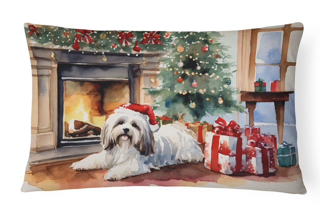 Havanese Cozy Christmas Decorative Throw Pillow 12x16 Indoor Outdoor Accent Cushion, Fabric Cover with Insert for Sofa, Bed, Porch & Living Room