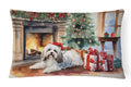 Havanese Cozy Christmas Decorative Throw Pillow 12x16 Indoor Outdoor Accent Cushion, Fabric Cover with Insert for Sofa, Bed, Porch & Living Room