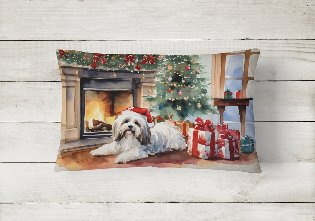 Havanese Cozy Christmas Decorative Throw Pillow 12x16 Indoor Outdoor Accent Cushion, Fabric Cover with Insert for Sofa, Bed, Porch & Living Room