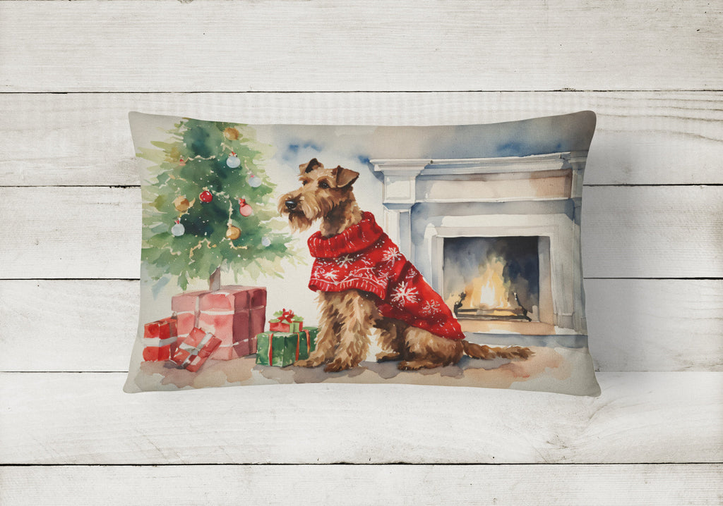 Irish Terrier Cozy Christmas Decorative Throw Pillow 12x16 Indoor Outdoor Accent Cushion, Fabric Cover with Insert for Sofa, Bed, Porch & Living Room