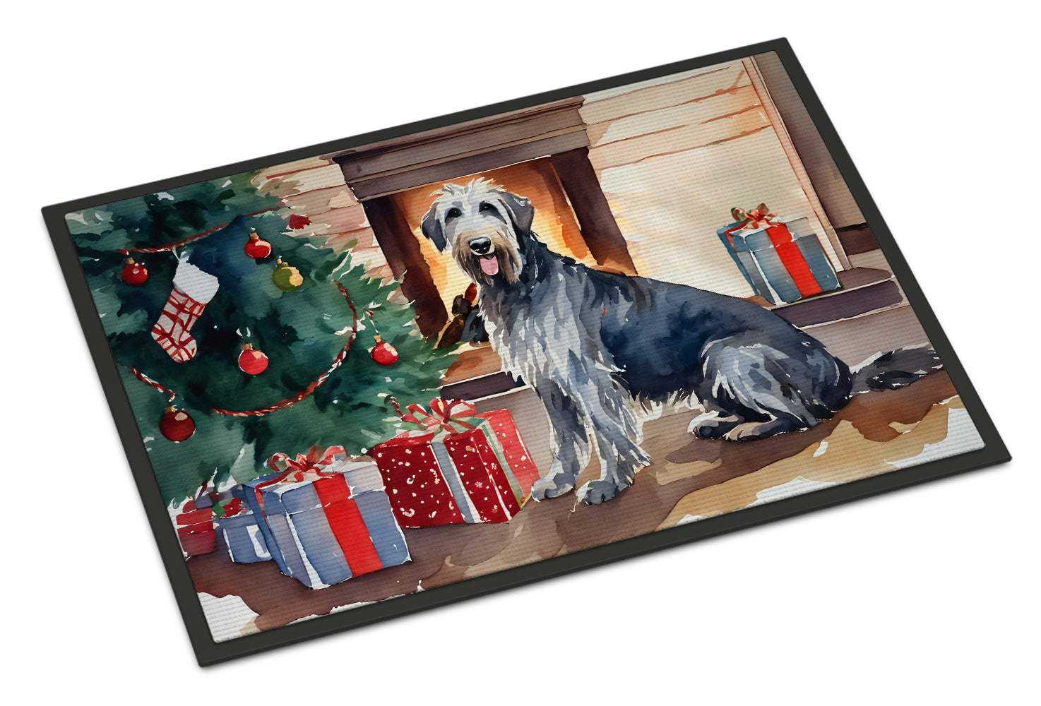 Irish Wolfhound Cozy Christmas Doormat Indoor Outdoor 24H X 36W Front Door Mat Rugs for Entryway, Non Slip Washable Low Pile,