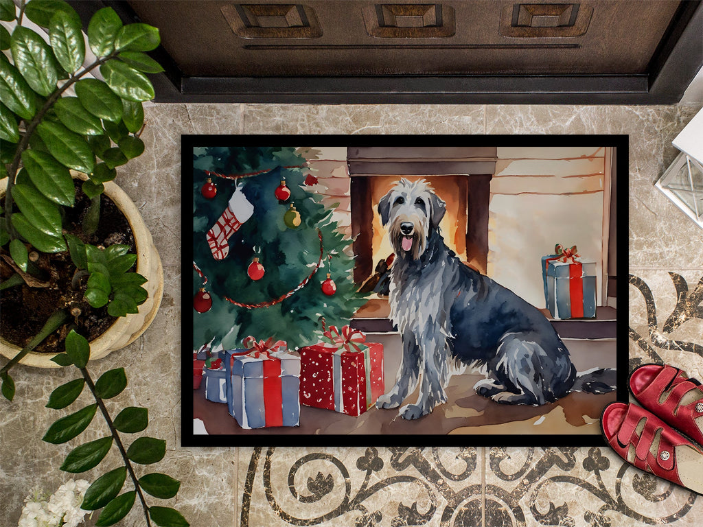Irish Wolfhound Cozy Christmas Doormat Indoor Outdoor 18H X 27W Front Door Mat Rugs for Entryway, Non Slip Washable