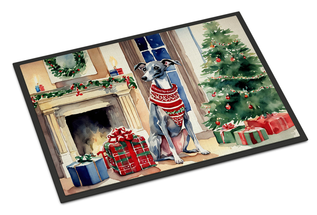 Italian Greyhound Cozy Christmas Doormat Indoor Outdoor 24H X 36W Front Door Mat Rugs for Entryway, Non Slip Washable Low Pile,