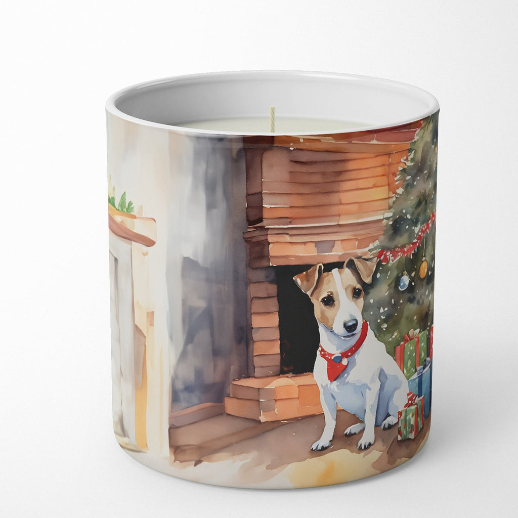 Jack Russell Terrier Cozy Christmas Decorative Soy Candle Nature Soy Wax Essential Oil Home Decor Ideal for Bedroom Kitchen Bath Office Gift, 10 oz