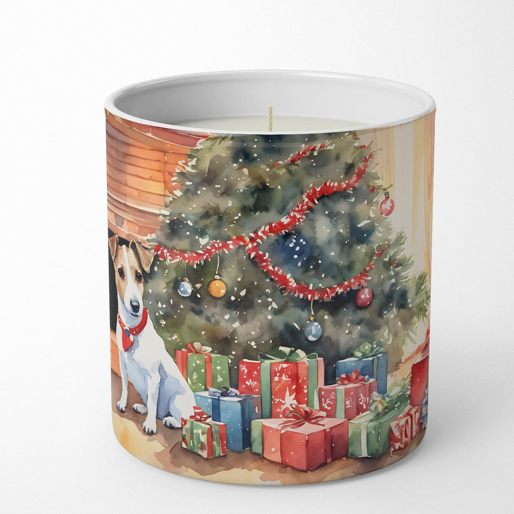 Jack Russell Terrier Cozy Christmas Decorative Soy Candle Nature Soy Wax Essential Oil Home Decor Ideal for Bedroom Kitchen Bath Office Gift, 10 oz