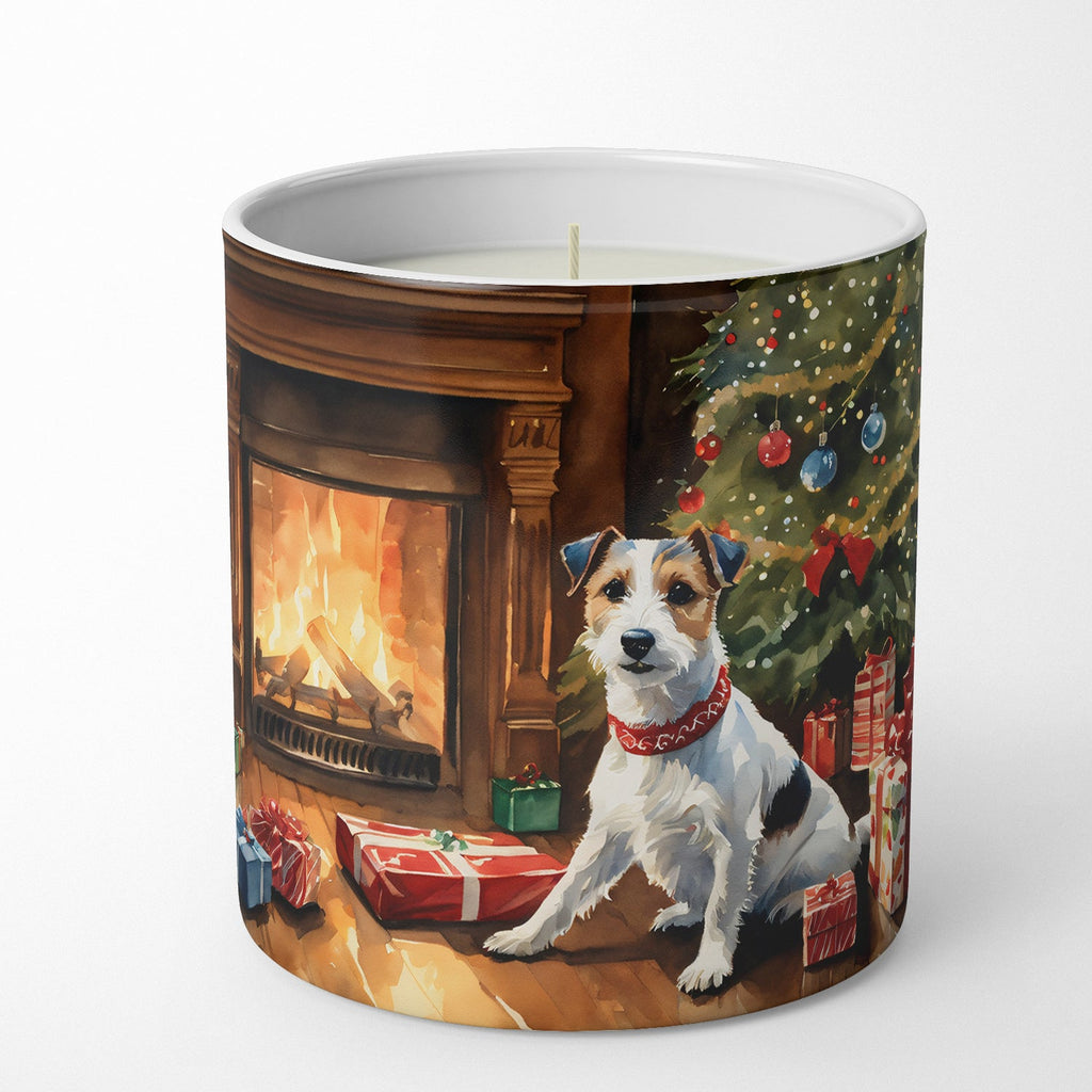 Jack Russell Terrier Cozy Christmas Decorative Soy Candle Nature Soy Wax Essential Oil Home Decor Ideal for Bedroom Kitchen Bath Office Gift, 10 oz