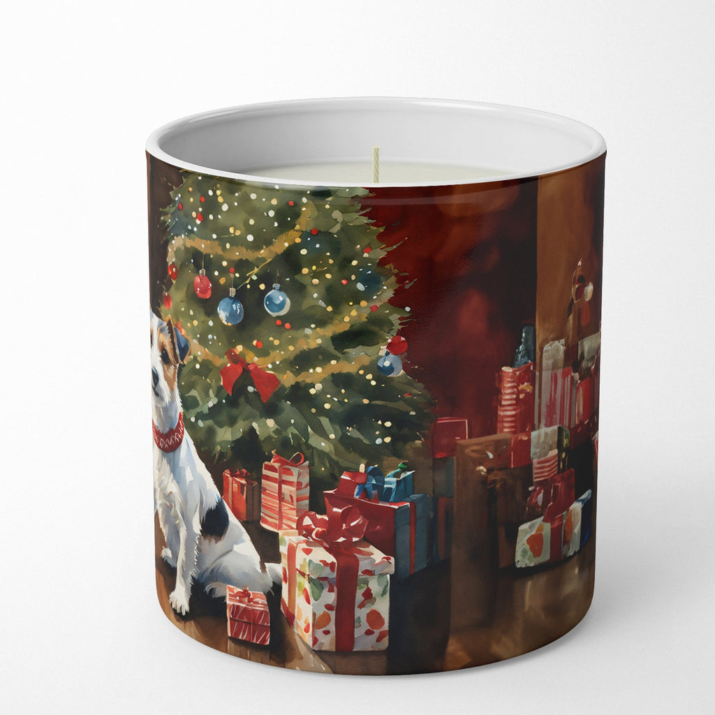 Jack Russell Terrier Cozy Christmas Decorative Soy Candle Nature Soy Wax Essential Oil Home Decor Ideal for Bedroom Kitchen Bath Office Gift, 10 oz