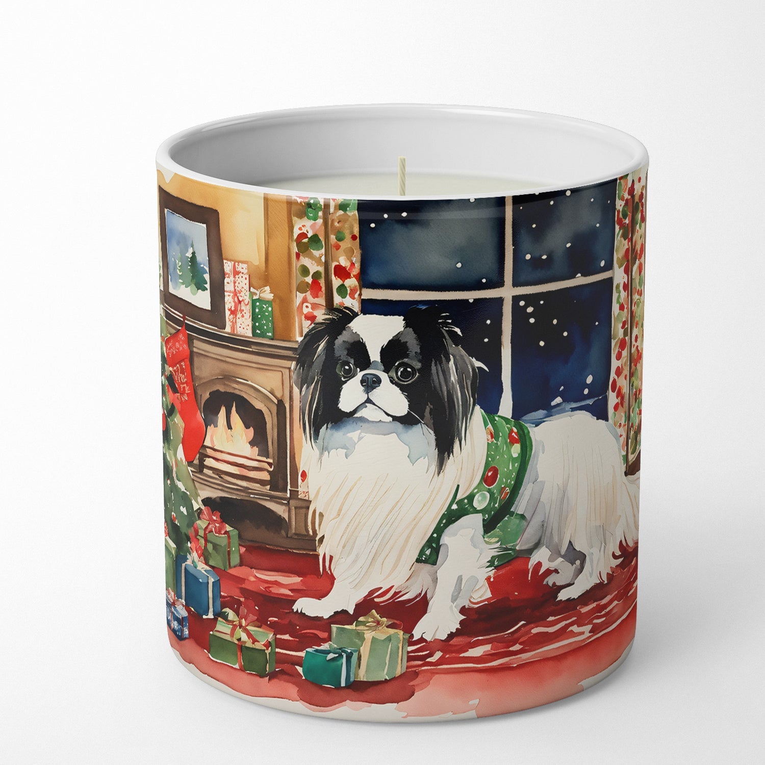 Japanese Chin Cozy Christmas Decorative Soy Candle Nature Soy Wax Essential Oil Home Decor Ideal for Bedroom Kitchen Bath Office Gift, 10 oz
