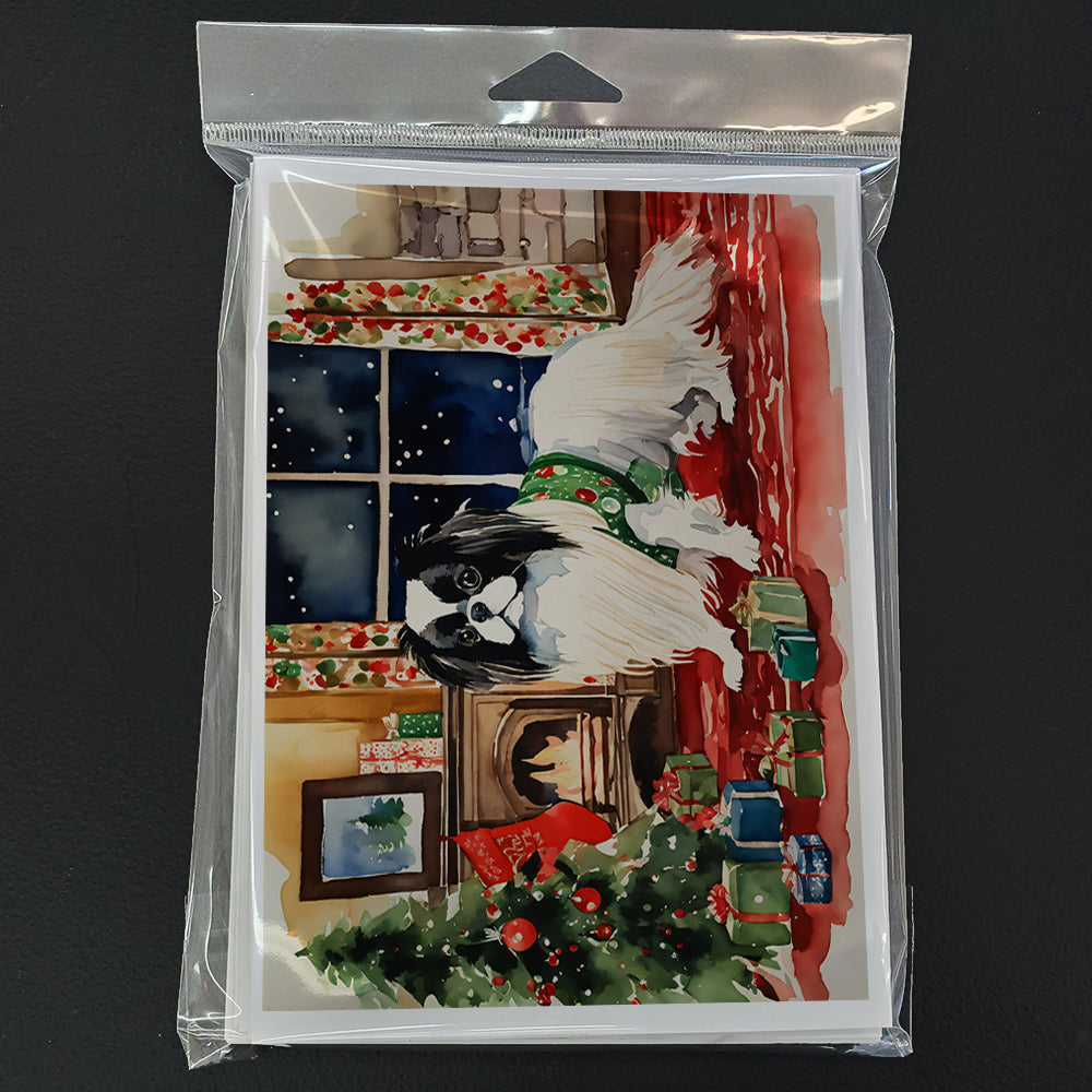 Japanese Chin Cozy Christmas Greeting Cards Pack of 8 Blank Cards with Envelopes Whimsical A7 Size 5x7