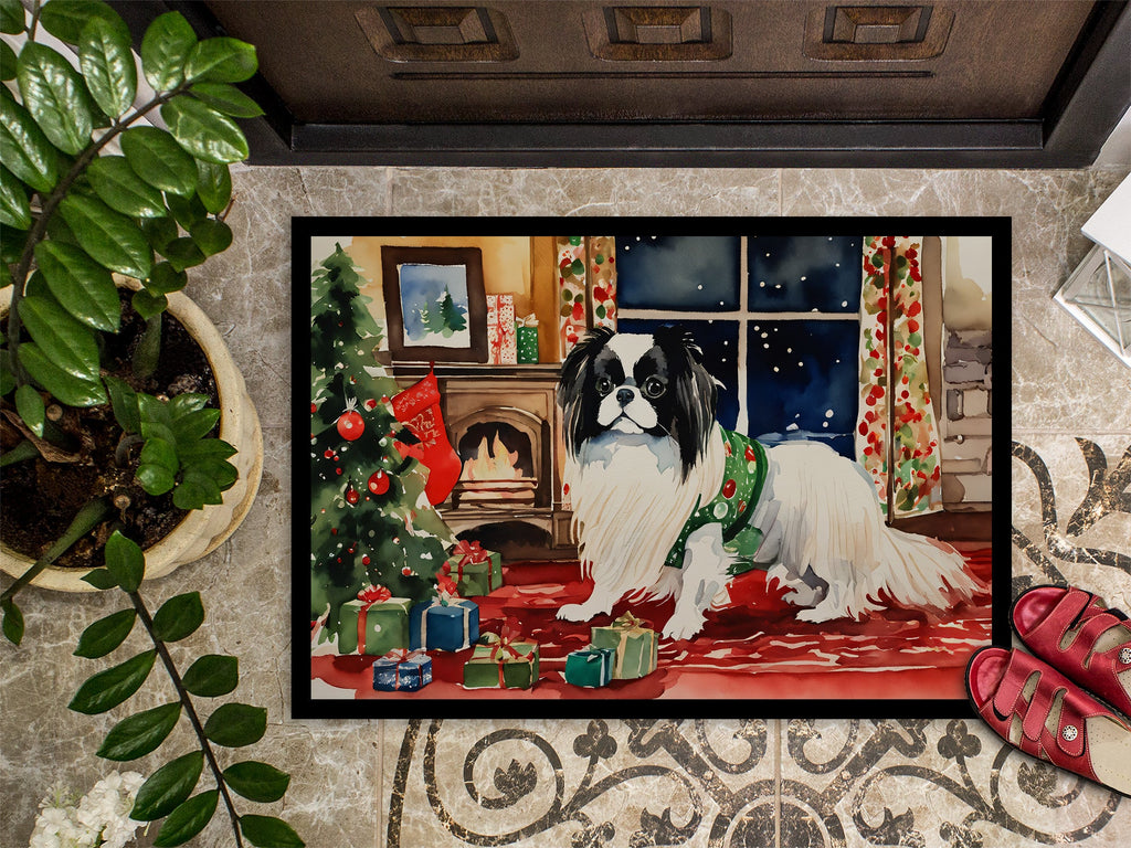Japanese Chin Cozy Christmas Doormat Indoor Outdoor 24H X 36W Front Door Mat Rugs for Entryway, Non Slip Washable Low Pile,