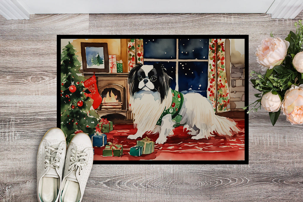 Japanese Chin Cozy Christmas Doormat Indoor Outdoor 18H X 27W Front Door Mat Rugs for Entryway, Non Slip Washable