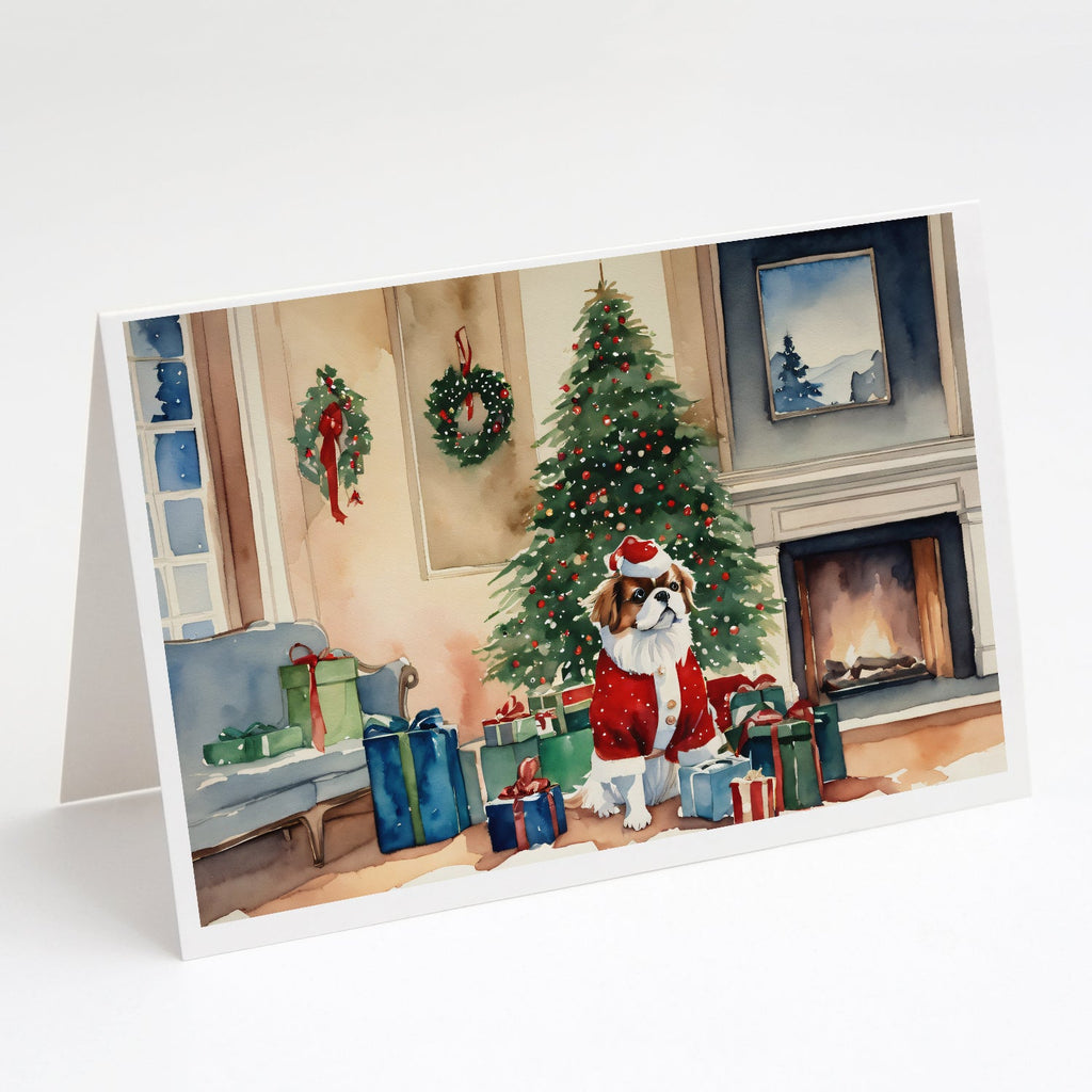 Japanese Chin Cozy Christmas Greeting Cards Pack of 8 Blank Cards with Envelopes Whimsical A7 Size 5x7