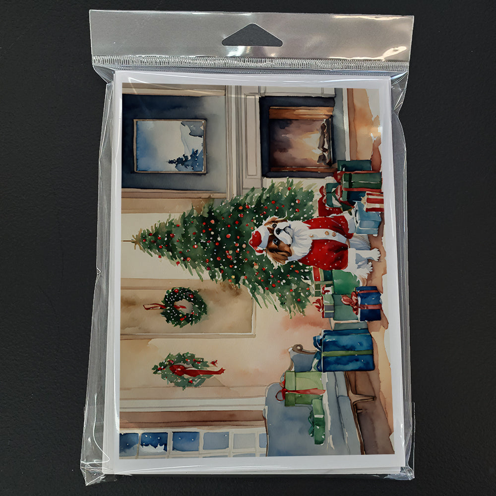 Japanese Chin Cozy Christmas Greeting Cards Pack of 8 Blank Cards with Envelopes Whimsical A7 Size 5x7