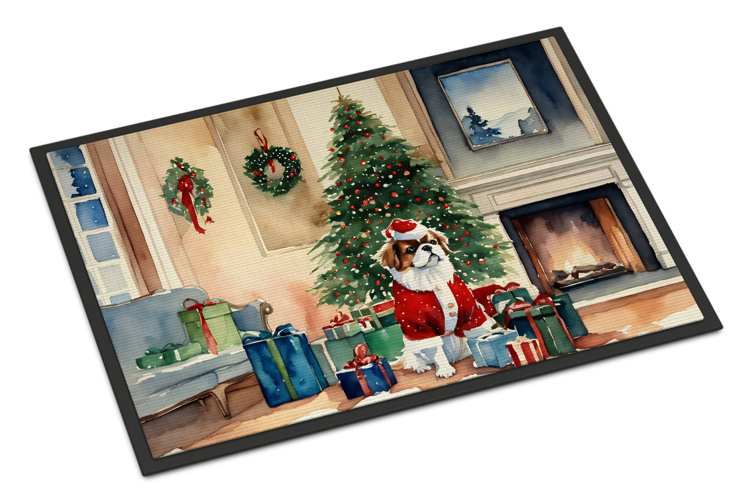 Japanese Chin Cozy Christmas Doormat Indoor Outdoor 24H X 36W Front Door Mat Rugs for Entryway, Non Slip Washable Low Pile,