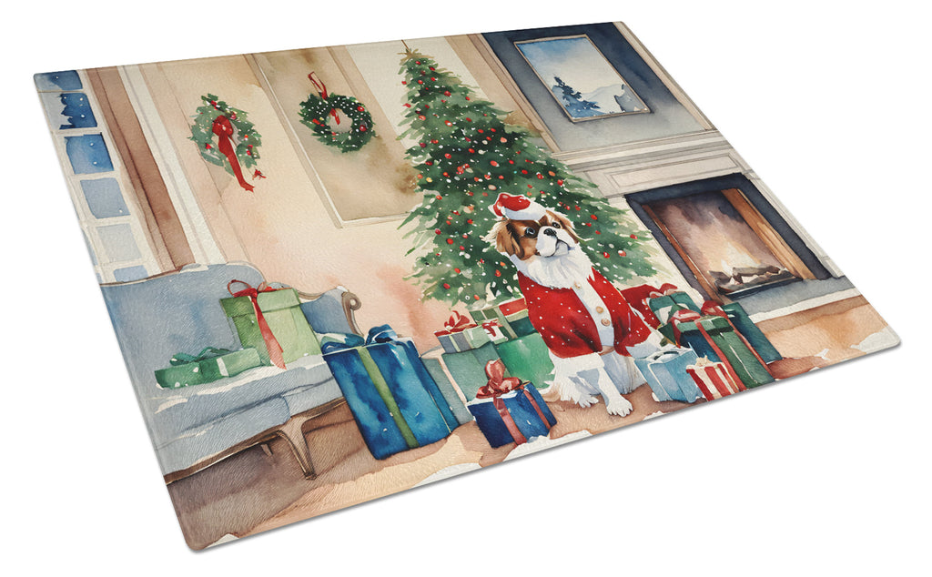 Japanese Chin Cozy Christmas Cutting Board Tempered Glass Kitchen Cutting Surface, Heat Resistant Chopping, Non-Slip Feet, Food Prep & Serving