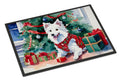 Japanese Spitz Cozy Christmas Doormat Indoor Outdoor 18H X 27W Front Door Mat Rugs for Entryway, Non Slip Washable