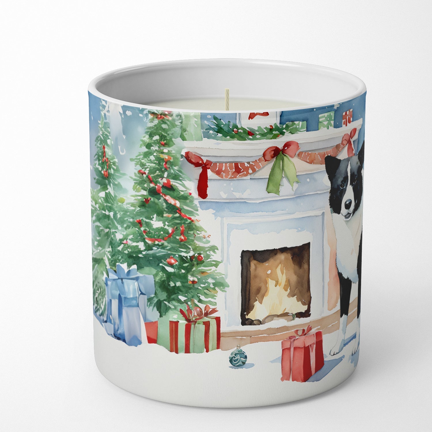 Karelian Bear Dog Cozy Christmas Decorative Soy Candle Nature Soy Wax Essential Oil Home Decor Ideal for Bedroom Kitchen Bath Office Gift, 10 oz