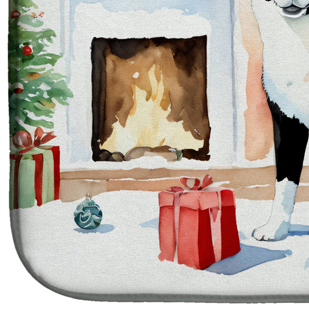 Karelian Bear Dog Cozy Christmas Dish Drying Mat Absorbent Dish Drying Mat Pad for Kitchen Counter Dish Drainer Mat for Countertop, 14 x 21", Multicolor