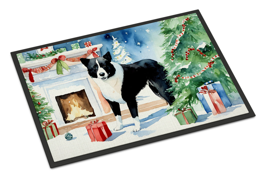 Karelian Bear Dog Cozy Christmas Doormat Indoor Outdoor 24H X 36W Front Door Mat Rugs for Entryway, Non Slip Washable Low Pile,