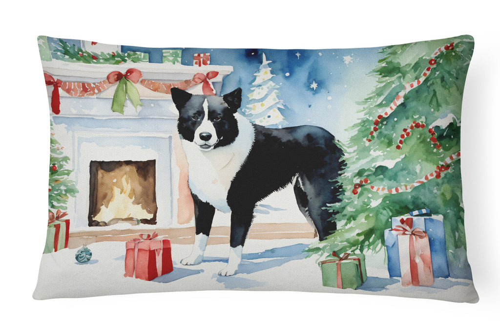 Karelian Bear Dog Cozy Christmas Decorative Throw Pillow 12x16 Indoor Outdoor Accent Cushion, Fabric Cover with Insert for Sofa, Bed, Porch & Living Room