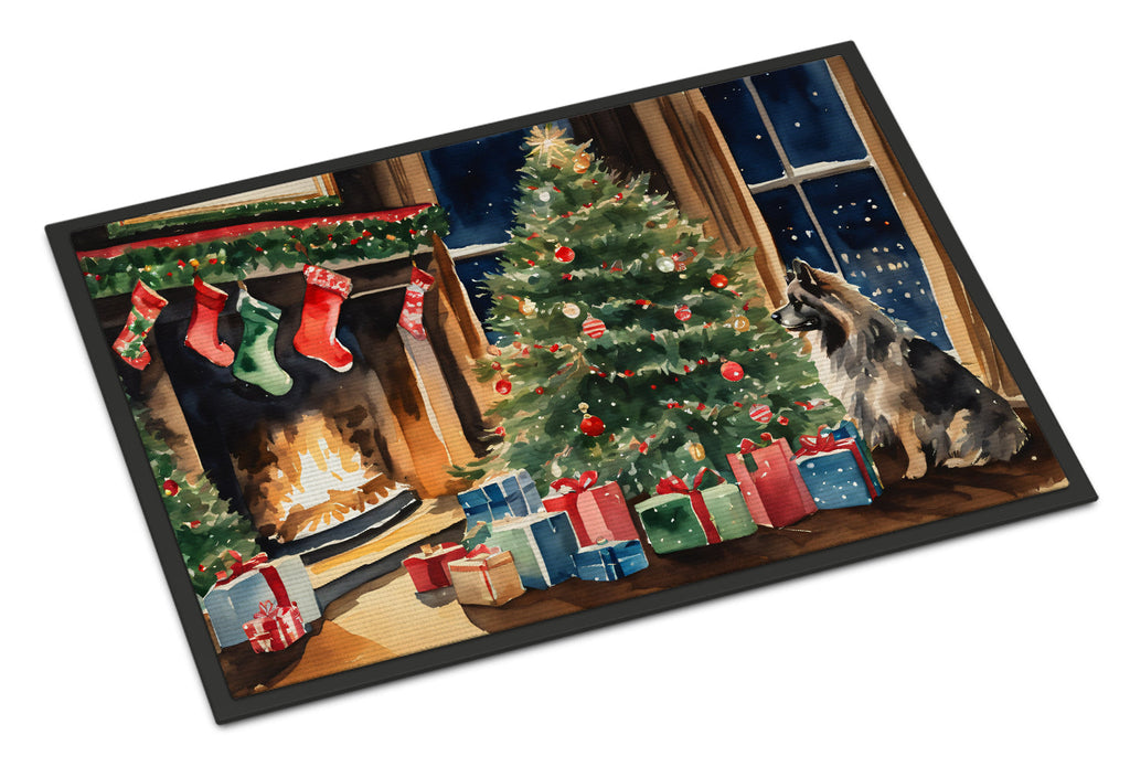 Keeshond Cozy Christmas Doormat Indoor Outdoor 18H X 27W Front Door Mat Rugs for Entryway, Non Slip Washable