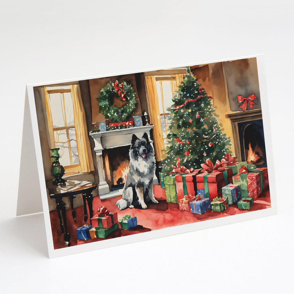 Keeshond Cozy Christmas Greeting Cards Pack of 8 Blank Cards with Envelopes Whimsical A7 Size 5x7