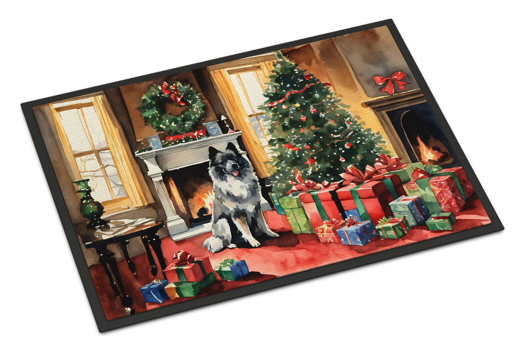 Keeshond Cozy Christmas Doormat Indoor Outdoor 24H X 36W Front Door Mat Rugs for Entryway, Non Slip Washable Low Pile,
