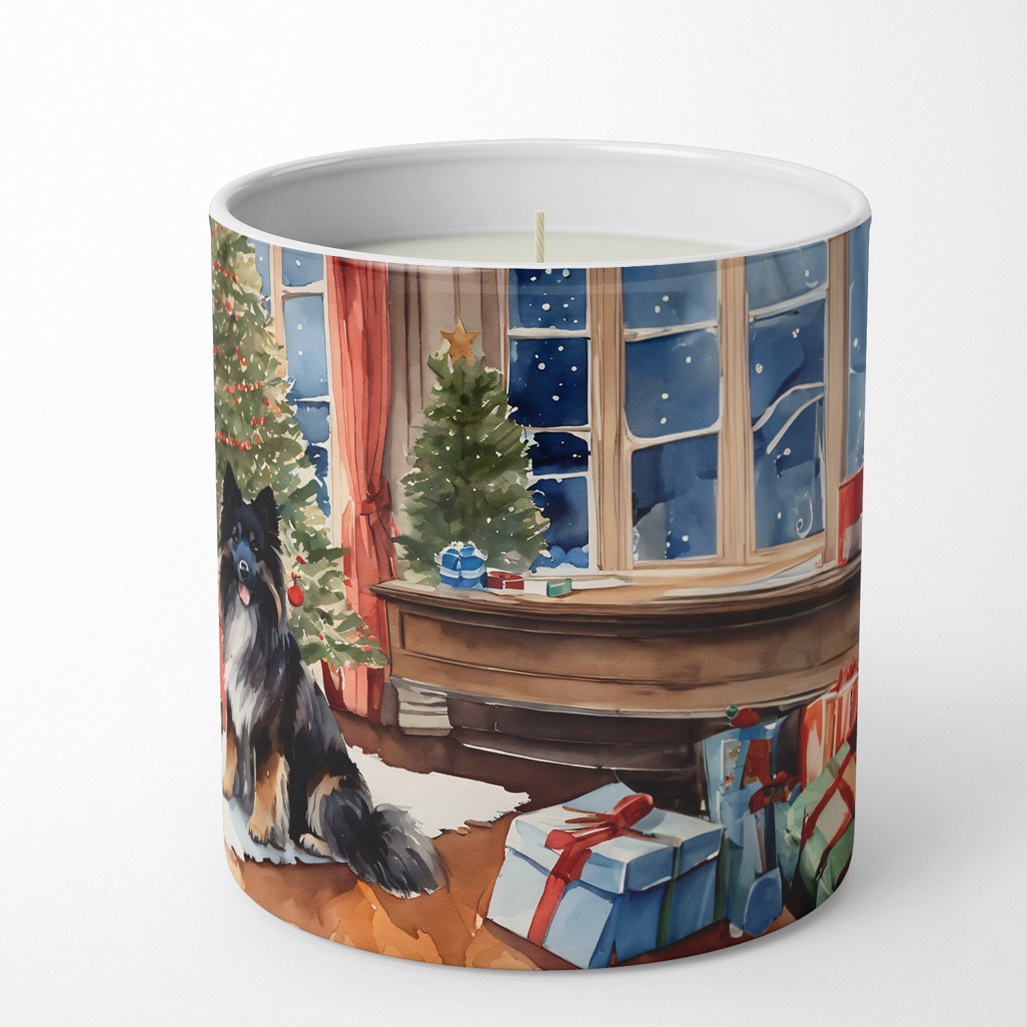 Keeshond Cozy Christmas Decorative Soy Candle Nature Soy Wax Essential Oil Home Decor Ideal for Bedroom Kitchen Bath Office Gift, 10 oz