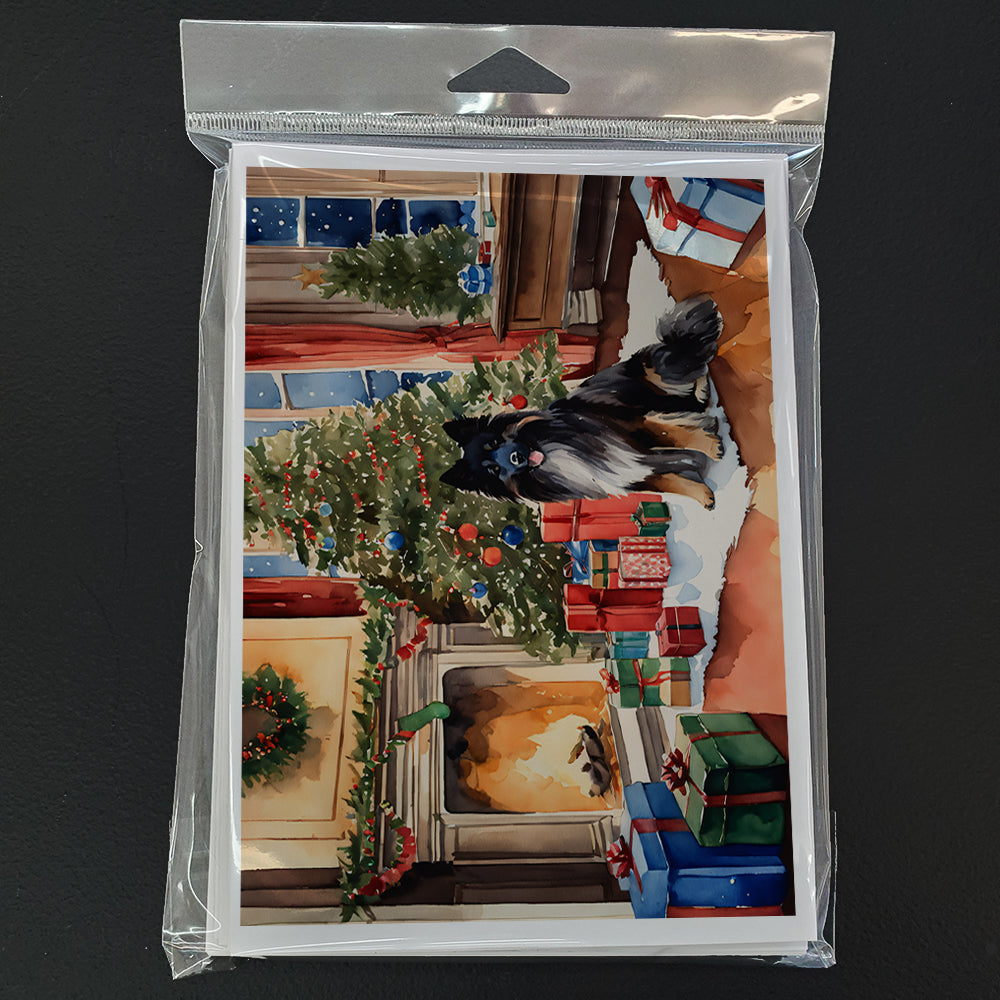 Keeshond Cozy Christmas Greeting Cards Pack of 8 Blank Cards with Envelopes Whimsical A7 Size 5x7