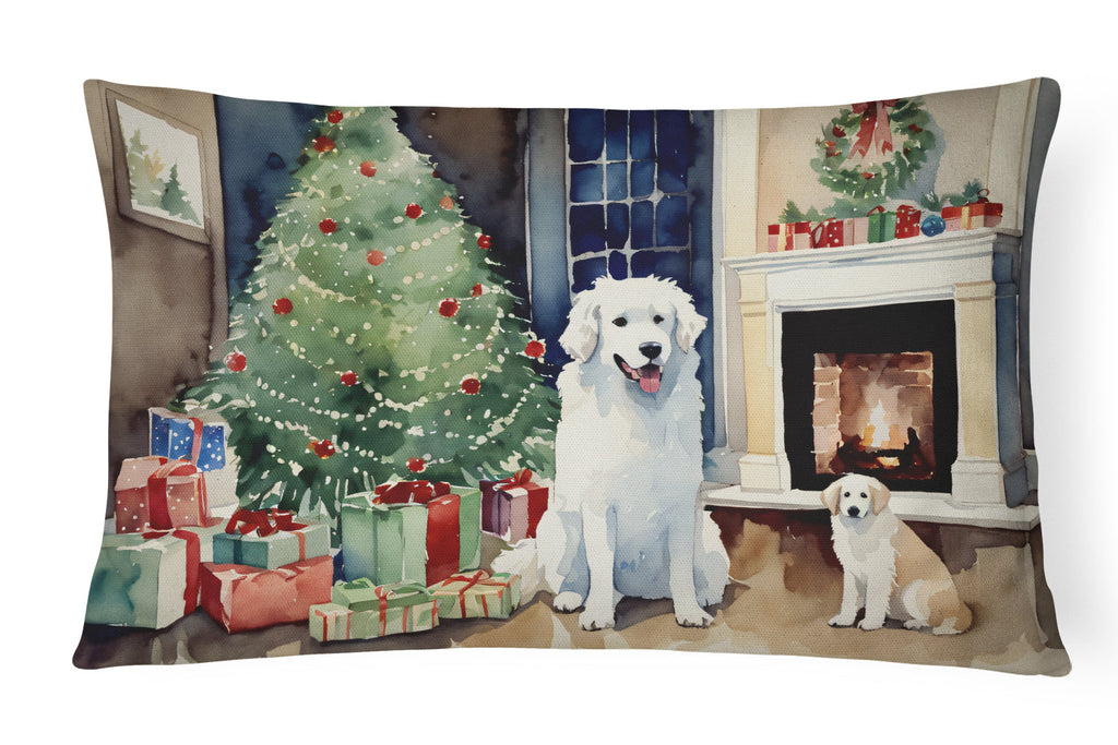 Kuvasz Cozy Christmas Decorative Throw Pillow 12x16 Indoor Outdoor Accent Cushion, Fabric Cover with Insert for Sofa, Bed, Porch & Living Room