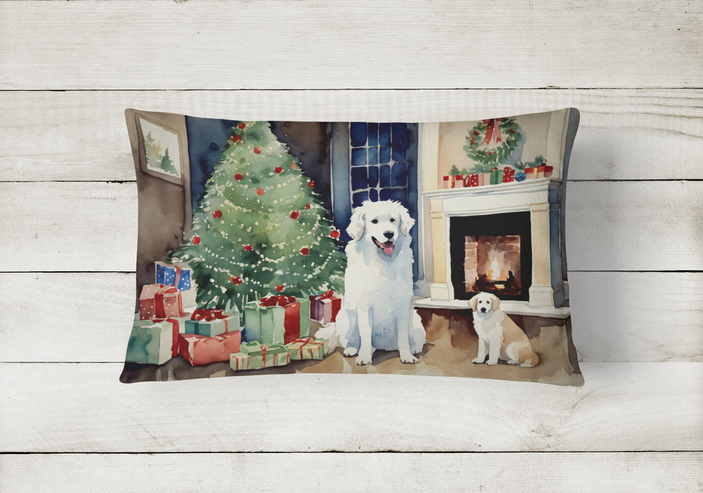 Kuvasz Cozy Christmas Decorative Throw Pillow 12x16 Indoor Outdoor Accent Cushion, Fabric Cover with Insert for Sofa, Bed, Porch & Living Room