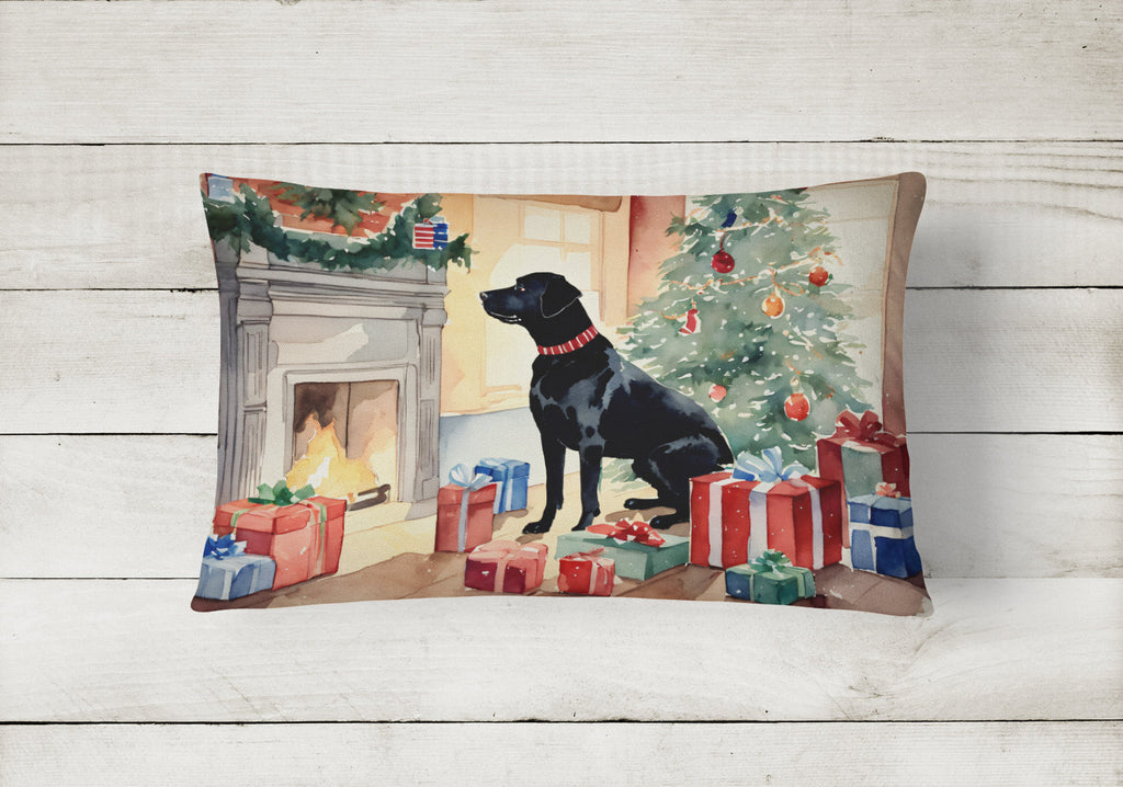 Labrador Retriever Cozy Christmas Decorative Throw Pillow 12x16 Indoor Outdoor Accent Cushion, Fabric Cover with Insert for Sofa, Bed, Porch & Living Room