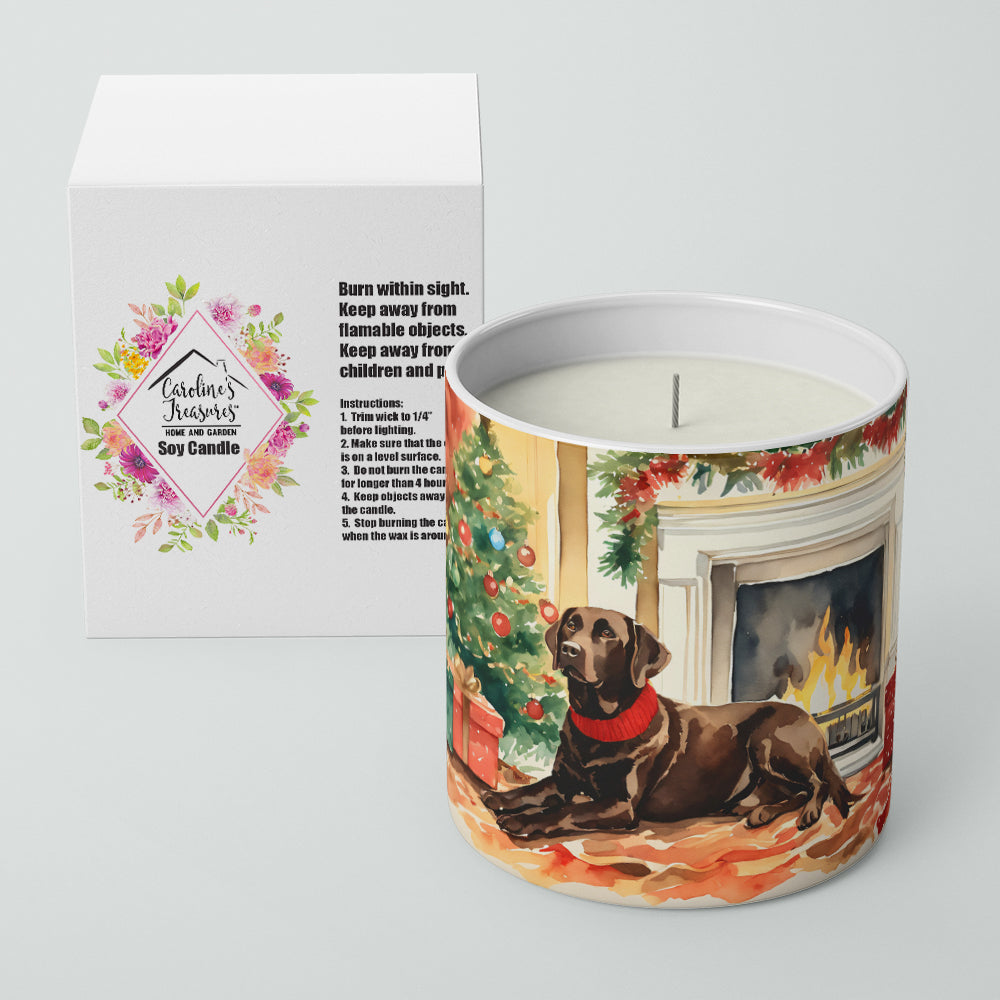 Labrador Retriever Cozy Christmas Decorative Soy Candle Nature Soy Wax Essential Oil Home Decor Ideal for Bedroom Kitchen Bath Office Gift, 10 oz