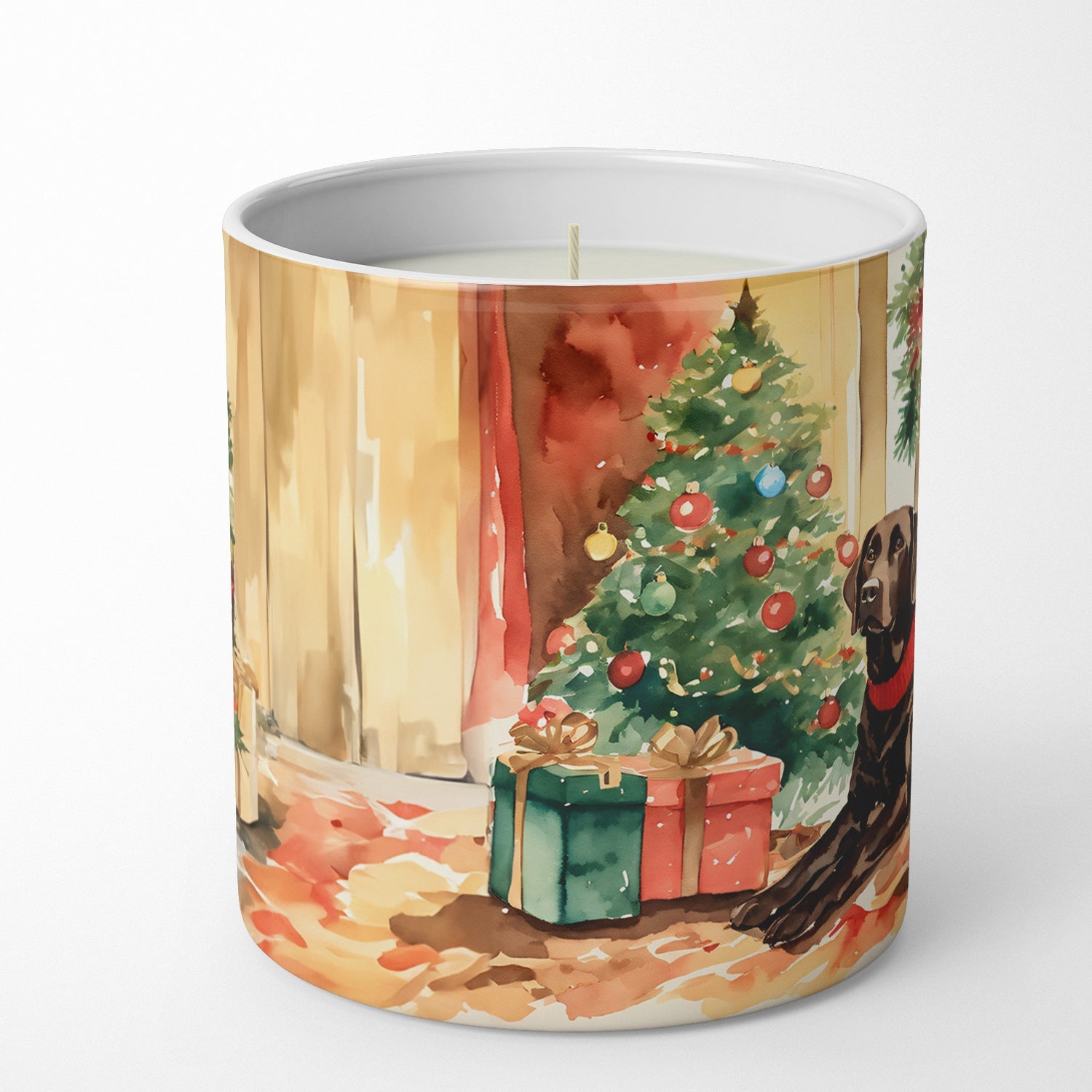 Labrador Retriever Cozy Christmas Decorative Soy Candle Nature Soy Wax Essential Oil Home Decor Ideal for Bedroom Kitchen Bath Office Gift, 10 oz