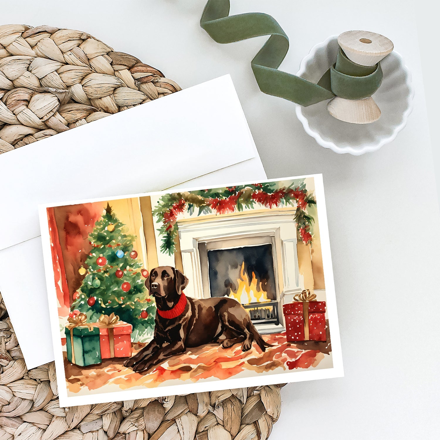 Labrador Retriever Cozy Christmas Greeting Cards Pack of 8 Blank Cards with Envelopes Whimsical A7 Size 5x7