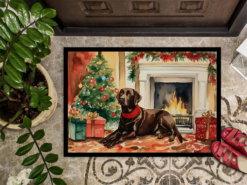 Labrador Retriever Cozy Christmas Doormat Indoor Outdoor 18H X 27W Front Door Mat Rugs for Entryway, Non Slip Washable